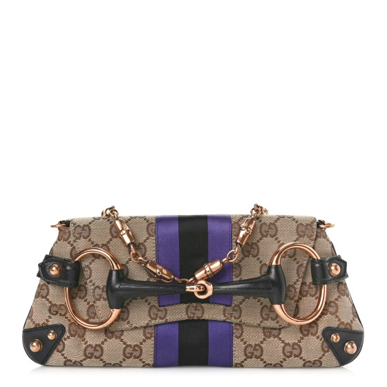 GUCCI Tom Ford Monogram Horsebit Web Clutch Purple