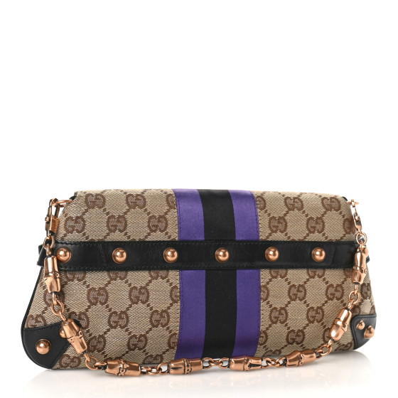 GUCCI Tom Ford Monogram Horsebit Web Clutch Purple 1340050