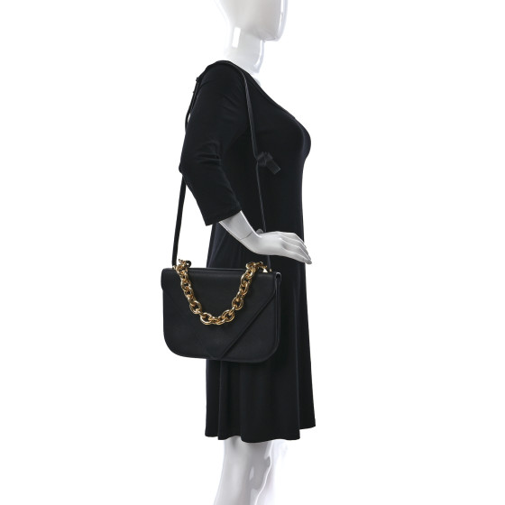 BOTTEGA VENETA Calfskin Mount Envelope Bag Black 1245935