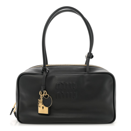 ハンドバッグ MIU MIU BLACK LEATHER BEAU TOP HANDLE BAG Miu Miu Beau Leather top-handle Bag | Black | FARFETCH