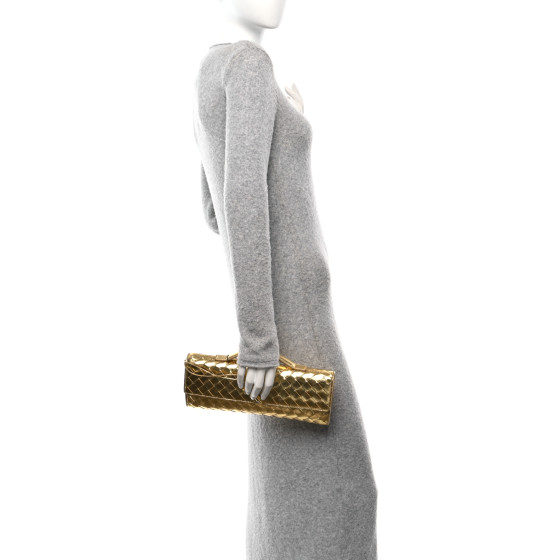 BOTTEGA VENETA Metallic Lambskin Intrecciato Long Andiamo