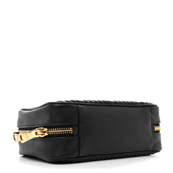 MIU MIU Softy Calfskin Logo Embossed Camera Bag Black