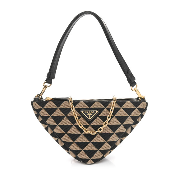 PRADA Jacquard Calfskin Triangolo Symbole Embroidered Mini