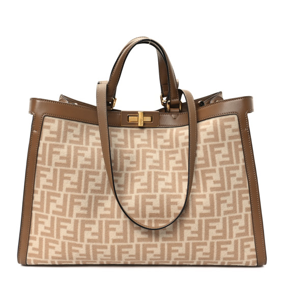 FENDI Canvas Vitello King FF Embroidered Medium Peekaboo X