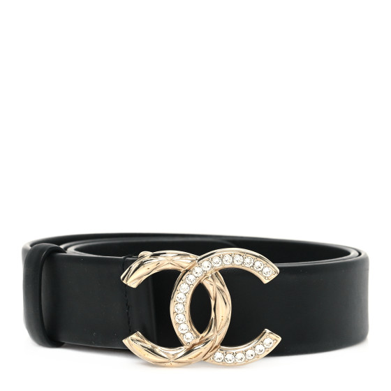 CHANEL シャネル  キルティングベルト CHANEL Calfskin Crystal Metal Quilted Quilted CC Belt 80 32
