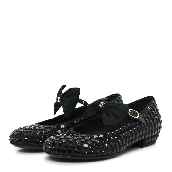 靴 Mary Jane Crystal Ribbon Satin Flats 37 Mary Jane Crystal Ribbon Satin Flats 37