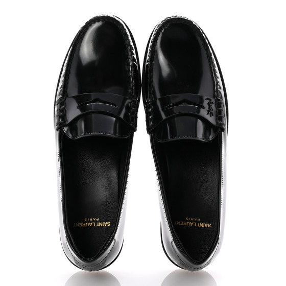 SAINT LAURENT Glazed Calfskin Le Loafer Penny Slippers 41