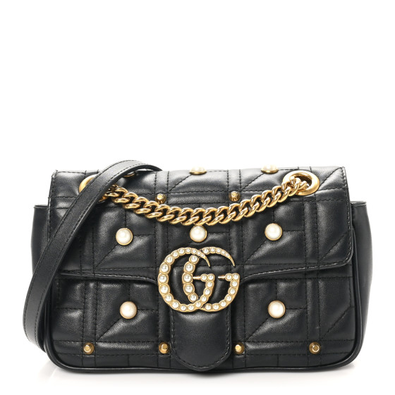 GUCCI Calfskin Matelasse Studded Mini Pearly GG Marmont