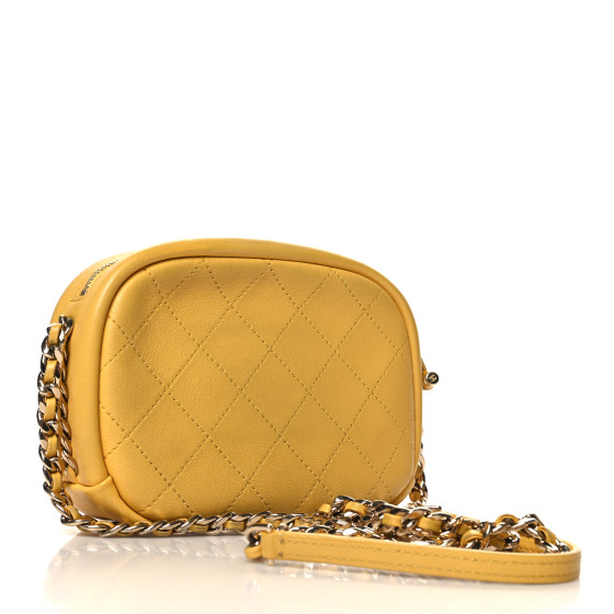 【高知インター店】 CHANEL 1456858 Yellow Case Camera Trip Casual Small Goatskin ボストンバッグ