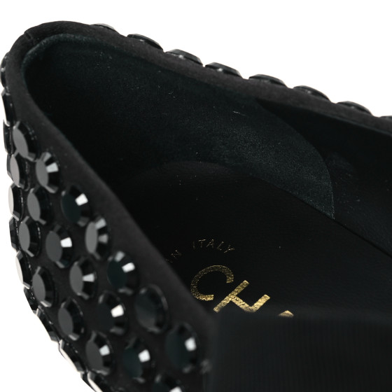 靴 Mary Jane Crystal Ribbon Satin Flats 37 CHANEL Satin Strass Bow Mary Jane Flats 37 Black 1650626
