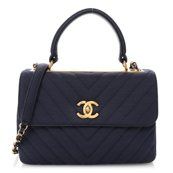 CHANEL Jersey Chevron Quilted Small Trendy CC Dual Handle