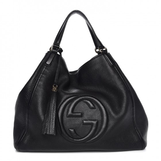 GUCCI 26S SHOULDER BAG 31 IN BLACK SHINY CALFSKIN