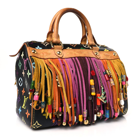 LOUIS VUITTON Monogram Multicolor Fringe Speedy 25 Black