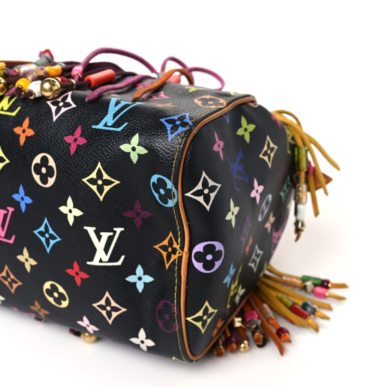 LOUIS VUITTON Monogram Multicolor Fringe Speedy 25 Black