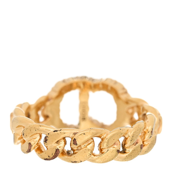 CHRISTIAN DIOR Metal Crystal Danseuse Etoile Chain Ring L 54