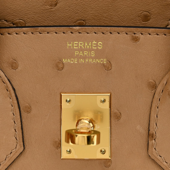 HERMES Ostrich Birkin Sellier 25 Chai 1447550 | FASHIONPHILE
