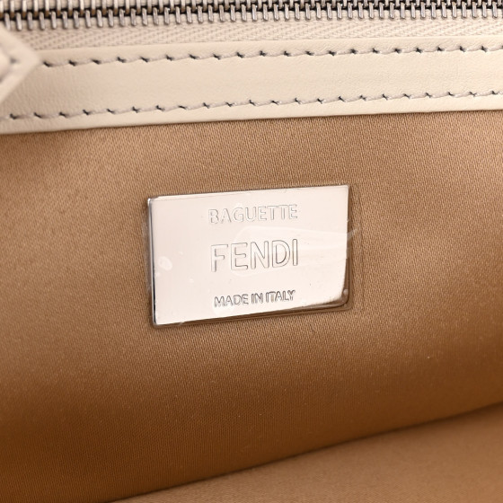 FENDI Seta Logo Rosa Scarf Baguette Beige Amido White