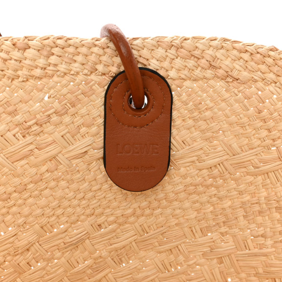 LOEWE Calfskin Raffia Medium Anagram Basket Tote Bag Natural