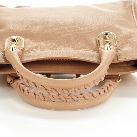 BALENCIAGA Chevre Gold Metallic Edge Hardware Mini City Rose