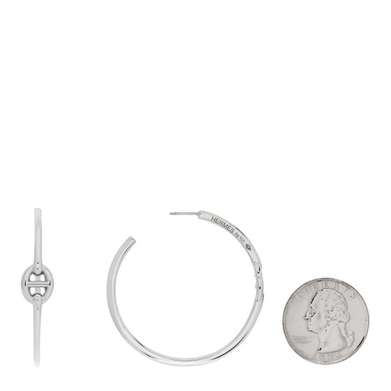 HERMES Sterling Silver GM Chain d'Ancre Enchainee Hoop