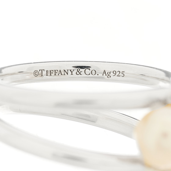TIFFANY Sterling Silver Pearl HardWear Double Pearl Ring 50