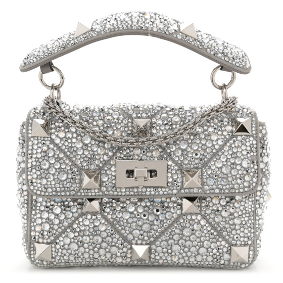 VALENTINO GARAVANI Crystal Suede Enamel Medium Roman Stud