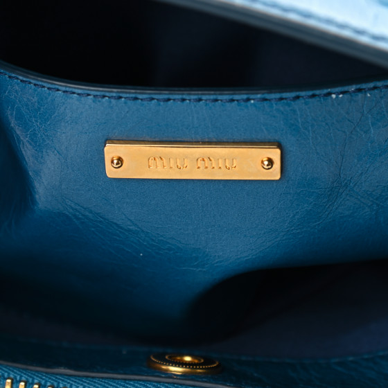 バッグ e.mie030089 MIU MIU Vitello Shine Top Handle Satchel Oceano 982718