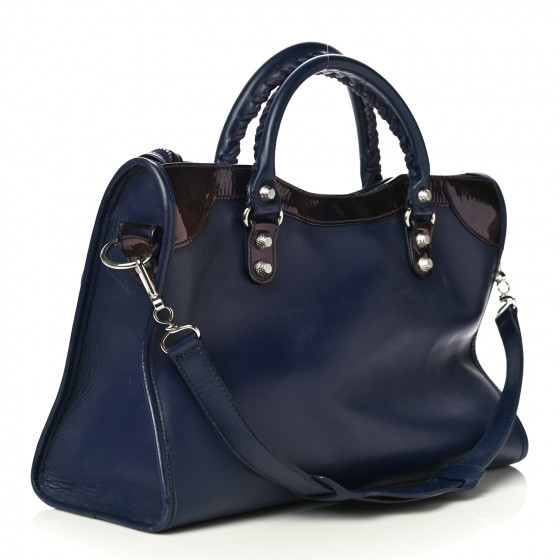 BALENCIAGA Smooth Calfskin Metallic Patent Giant 12 Silver