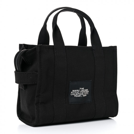 MARC JACOBS Cotton Canvas Mini The Traveler Tote Bag Black