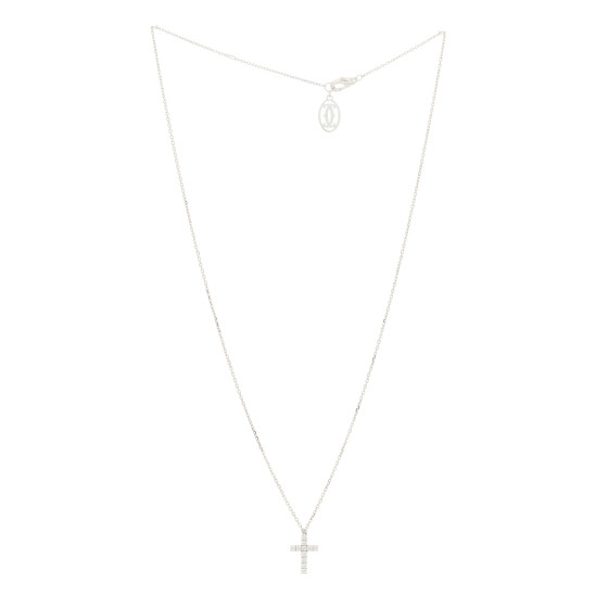 CARTIER 18K White Gold Diamond Symbols Cross Pendant