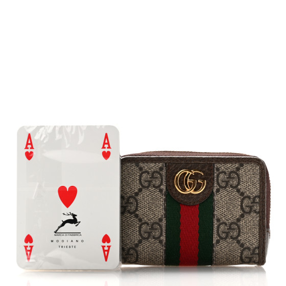 GUCCI GG Supreme Monogram Web Ophidia Playing Card Case
