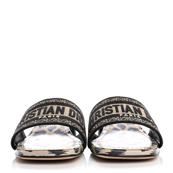 CHRISTIAN DIOR Cotton Embroidered Leopard Dway 40mm Slide