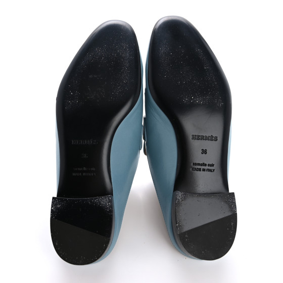 HERMES Goatskin Rivoli Mules 36 Bleu Ciel 1631889 | FASHIONPHILE
