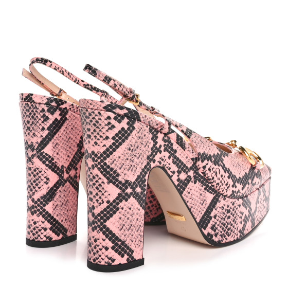 GUCCI Calfskin Python Print Horsebit Platform 35/120mm