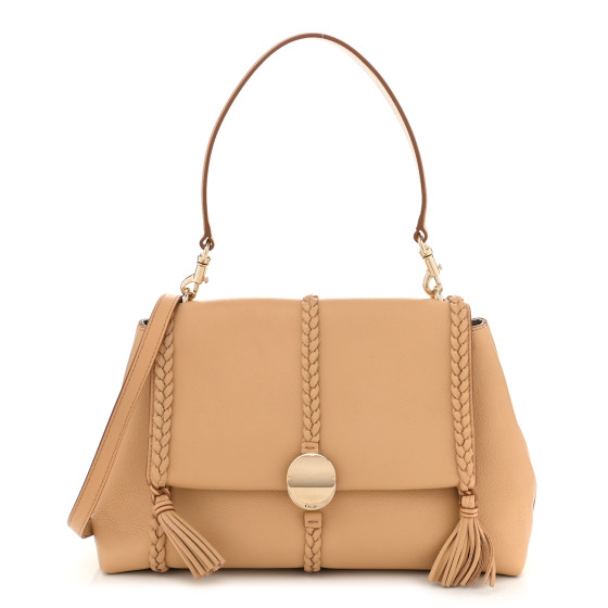 【Chloe】Penelope Medium’ shoulder bag brown CHLOE Grained Calfskin Medium Penelope Shoulder Bag Milky