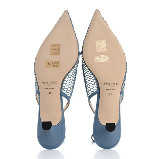 Ｍi JIMMY CHOO Fishnet Mesh Nappa Amita 45 Slingback Pumps 39