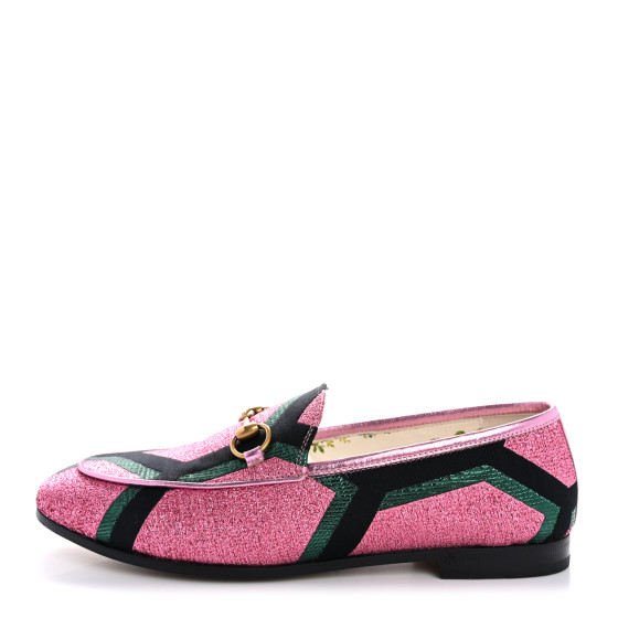 GUCCI Metallic Jacquard Geometric Horsebit Womens Jordaan