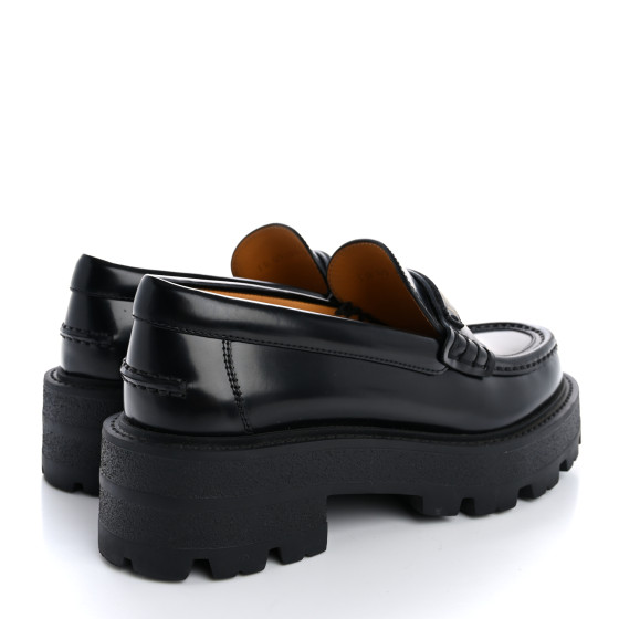 CHRISTIAN DIOR Brushed Calfskin Boy Platform Loafers 36