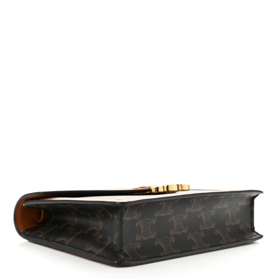 CELINE Triomphe Canvas Calfskin Margo Wallet on Chain Tan