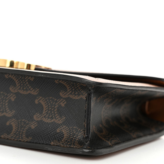 【CELINE】Celine Wallet On Chain（Tan）【ランク:Ａ】 CELINE Shiny Calfskin Cuir Triomphe Wallet on Chain Tan