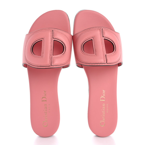 【幸福感♪】DIOR D-Club スライド/ミュール CHRISTIAN DIOR Calfskin D-Club Mule Sandal 35 Peach Boss