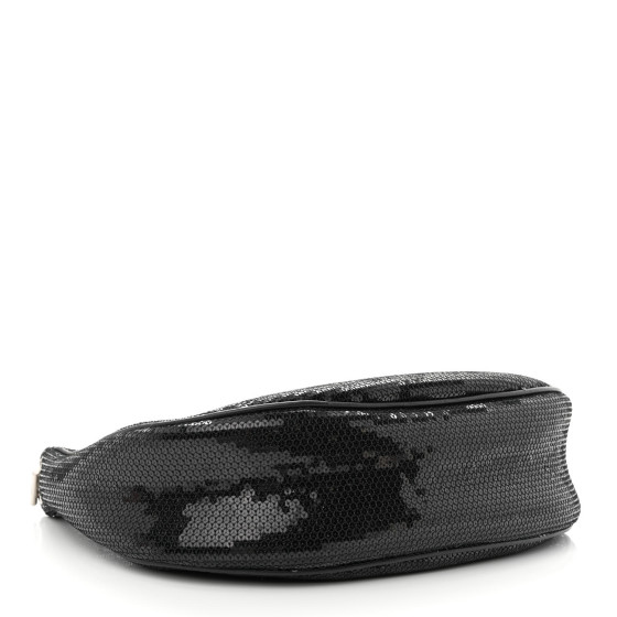 CELINE Sequin Medium Chain Ava Shoulder Bag Black 1322023