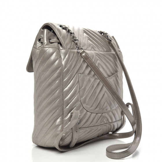 CHANEL Metallic Calfskin Chevron Quilted Urban Spirit