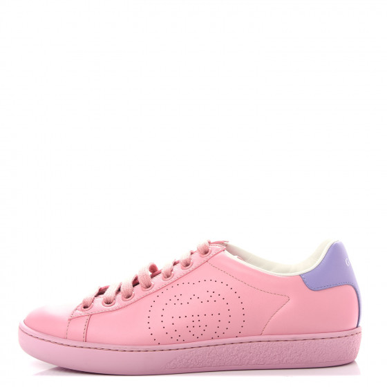 GUCCI Calfskin Interlocking G Perforated Womens Ace Sneakers