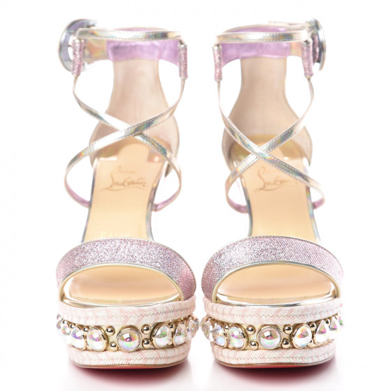 【Christian Louboutin】 Chocazeppa ウェッジ エスパドリーユ Chocazeppa Spikes 120 espadrille wedges in neutrals