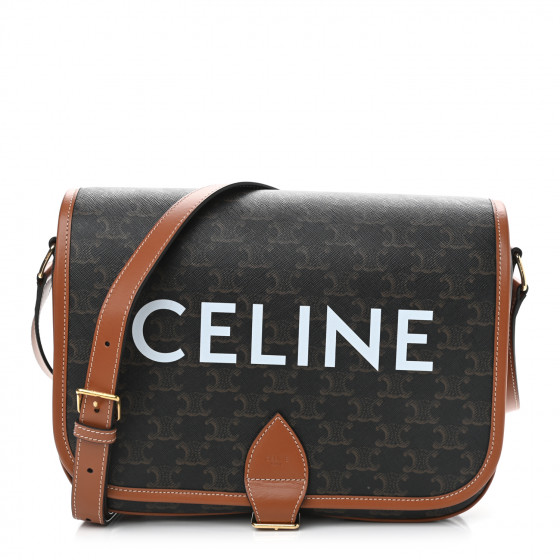 CELINE Triomphe Canvas Messenger Folco Bag Tan 992335