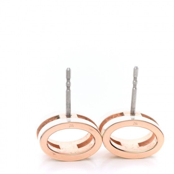 HERMESHホワイトローズゴールドイヤリング HERMES Rose Gold Lacquered Mini Pop H Earrings White 990971