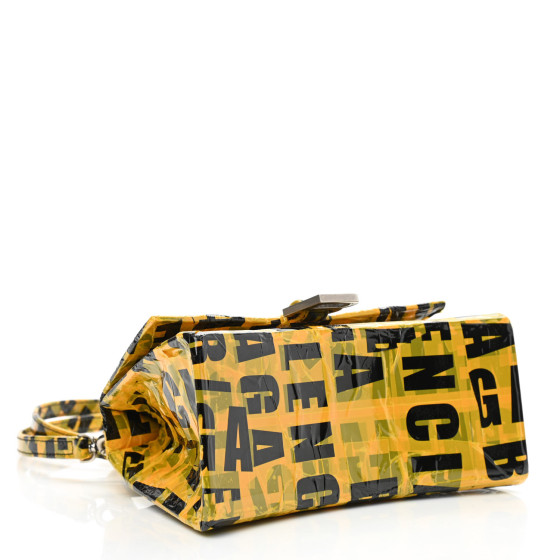 国内配【BALENCIAGA】Hourglass S tape-trimmed レザー バッグ Hourglass Small tape-trimmed leather crossbody bag in yellow