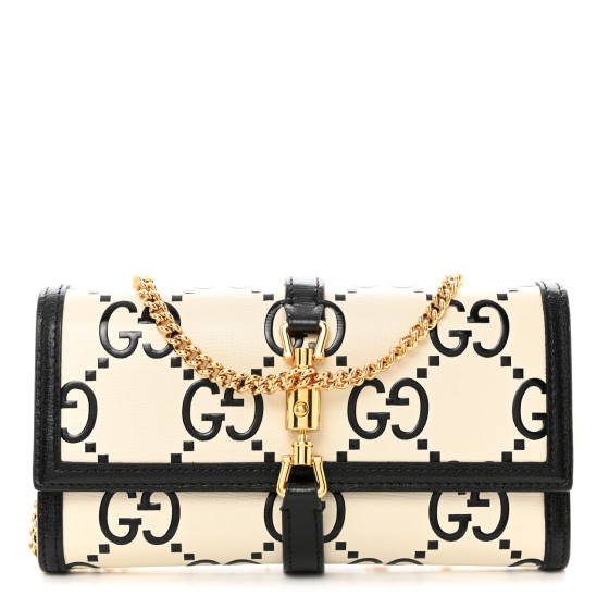 GUCCI Azalea Calfskin GG Monogram Bi-Color Debossed Jackie