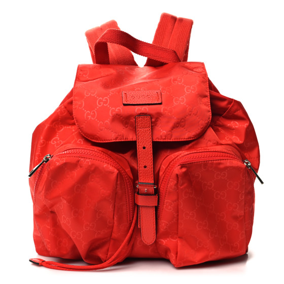 【GUCCI】Drawstring GG Buckle Nylon Backpack GUCCI Nylon Monogram Small Single Buckle Backpack Red